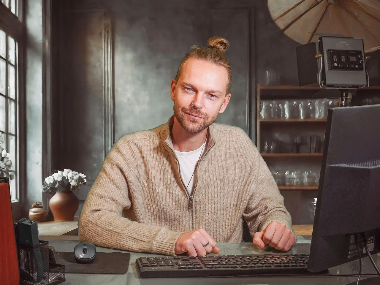 A dynamic, high-fidelity render of an explosive, climactic moment in a futuristic arena, depicted from a detached, artistic perspective. Focus on energetic visual effects like digital explosions, glowing weapon impacts, and shattered holographic barriers, without showing specific characters or explicit violence. Emphasize light, speed, and digital chaos in a vibrant palette of neon reds, blues, and purples.